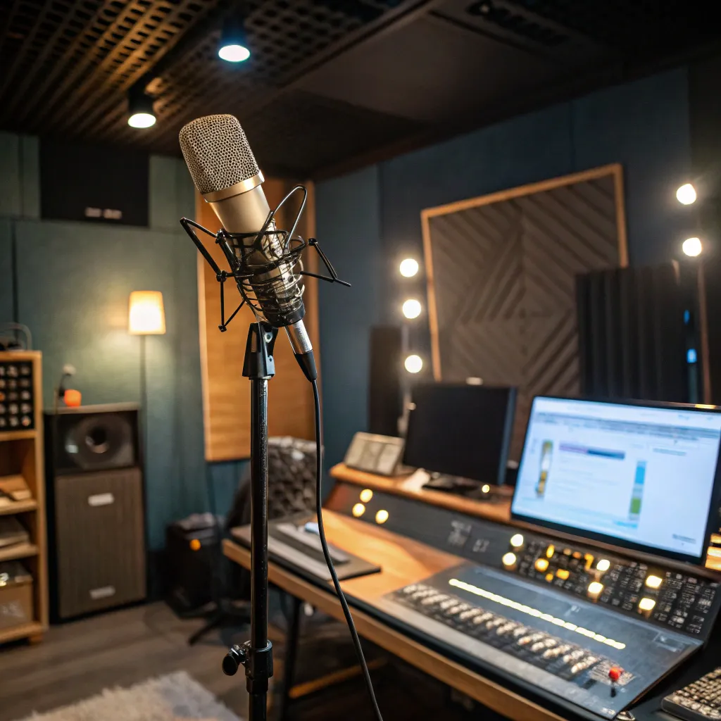 Microphone in a recording studio